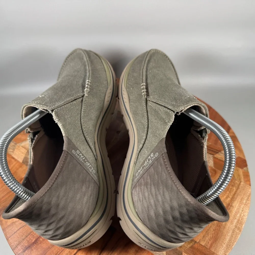 Skechers‎ Slip-ins Relaxed Fit Parson Oswin Khaki Canvas Loafers Mens 7 Wide
